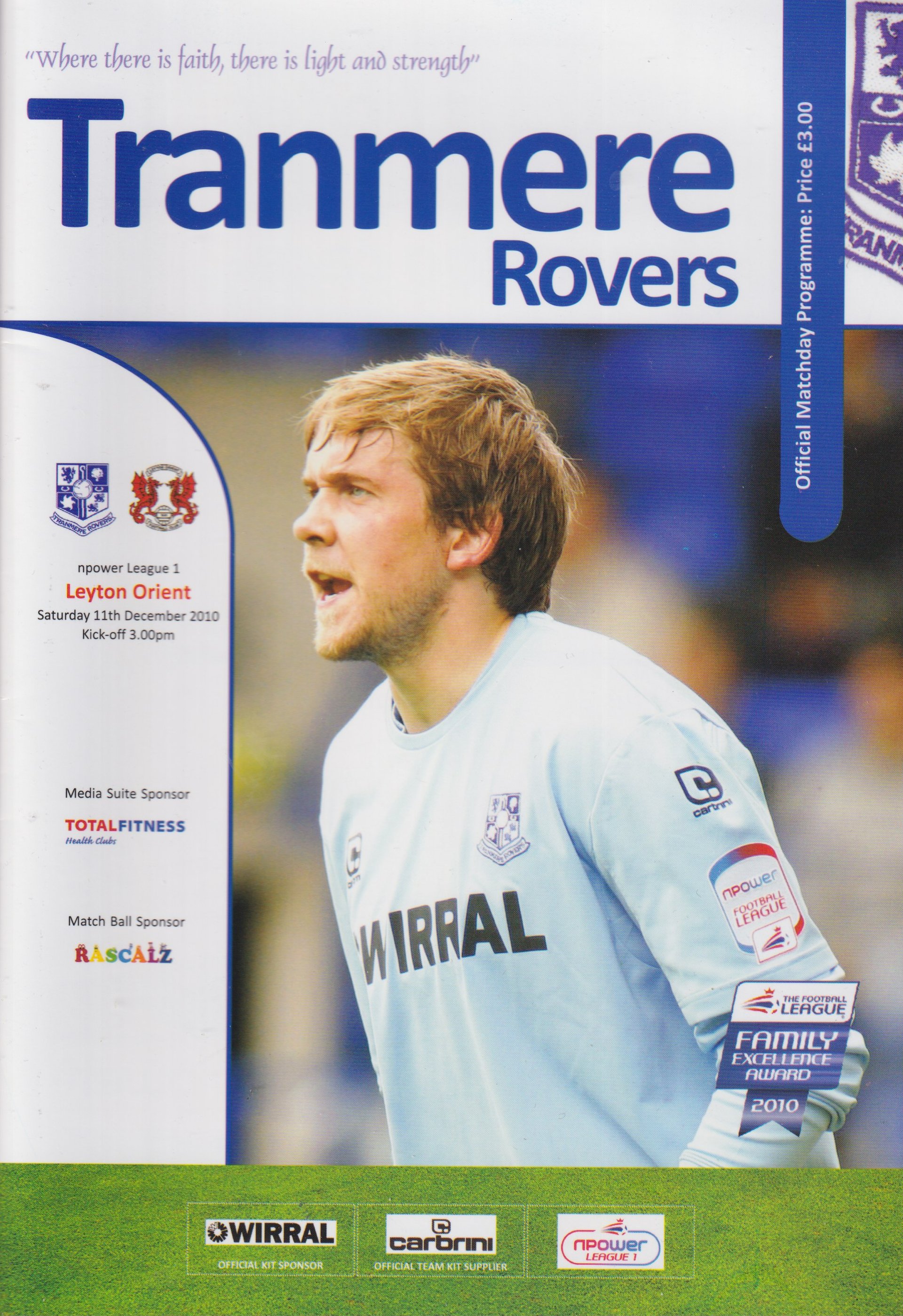 Tranmere Rovers v Leyton Orient match programme
